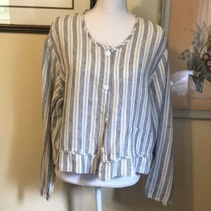 Flax medium striped 100% linen jacket
